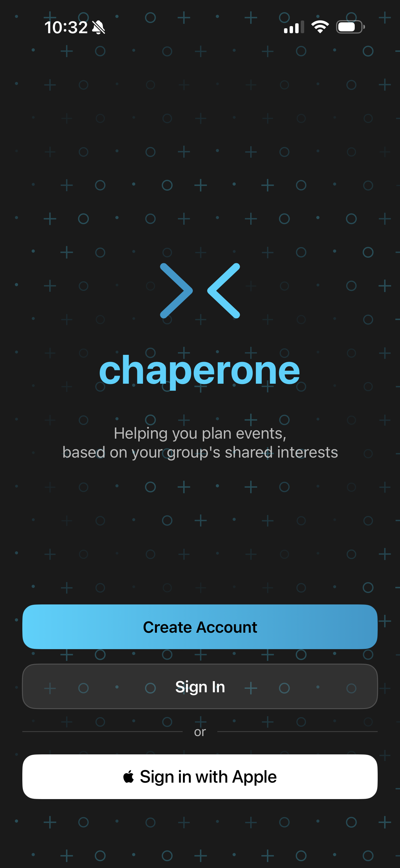 Chaperone login screen