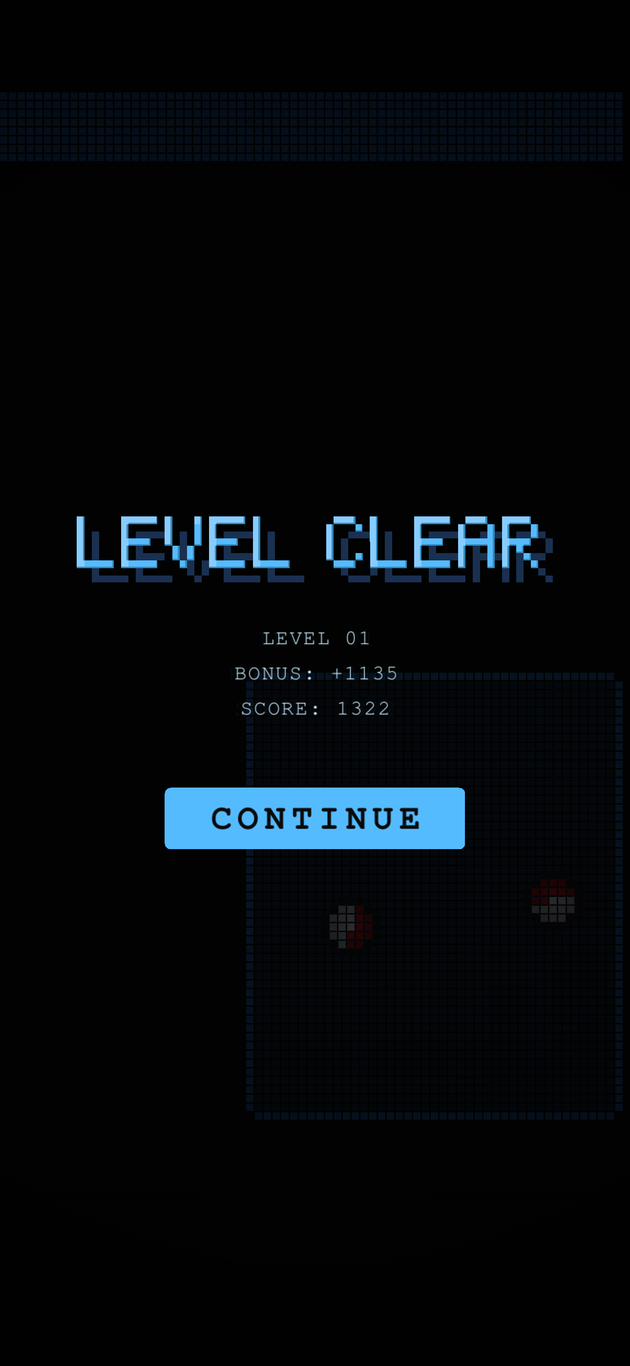 Level Clear screen with bonus and score