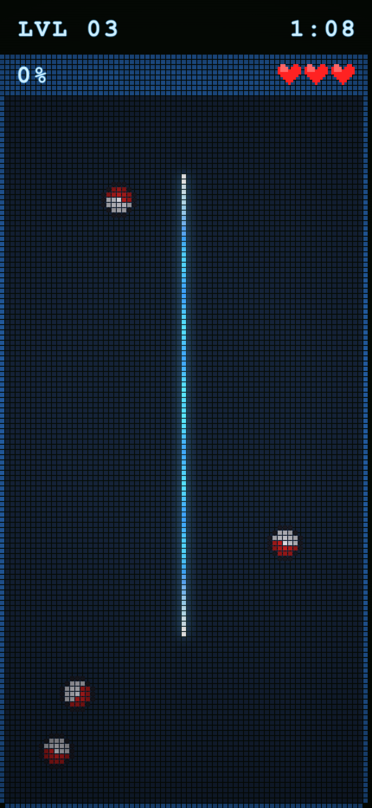 Level 3 with an active wall extending across the field