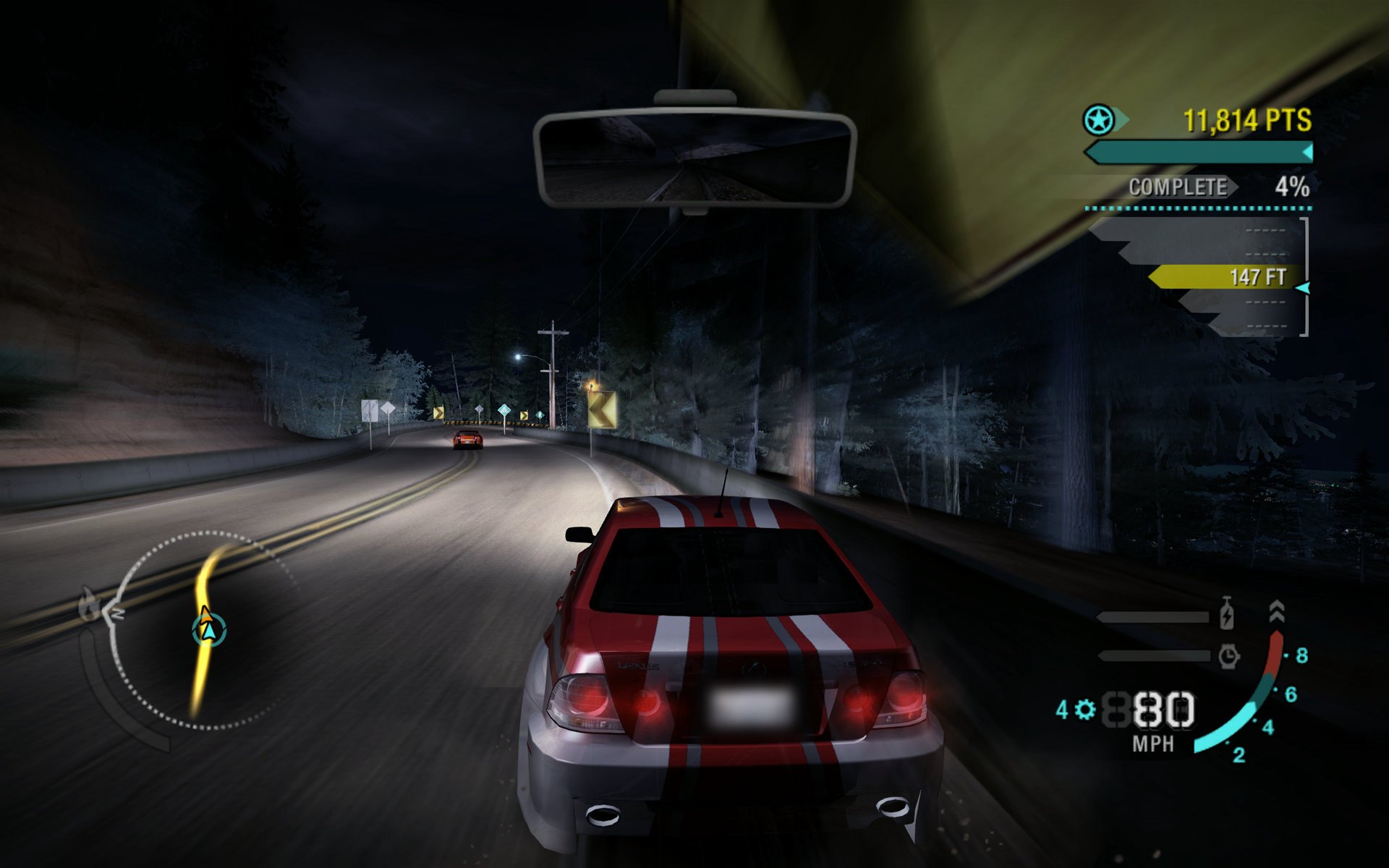A Canyon Duel at 16:10, the Steam Deck's shape: chasing the leader at night, with the duel HUD